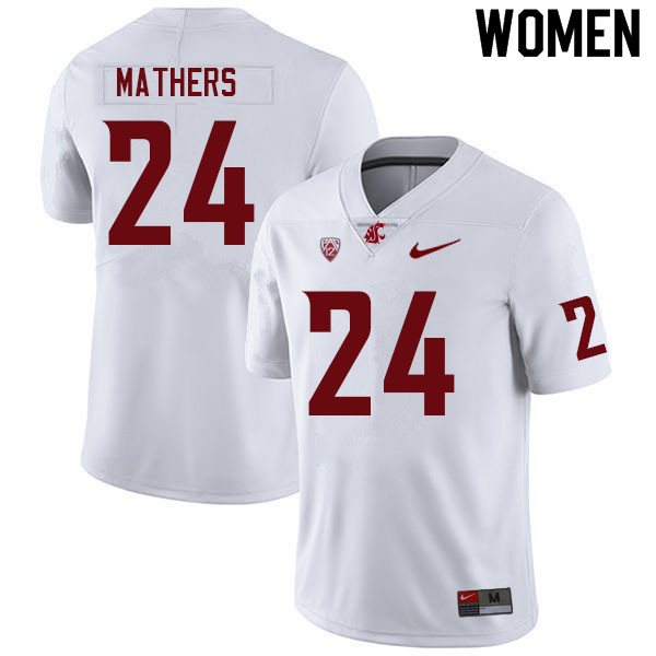 Women #24 Cooper Mathers Washington State Cougars College Football Jerseys Sale-White - Click Image to Close